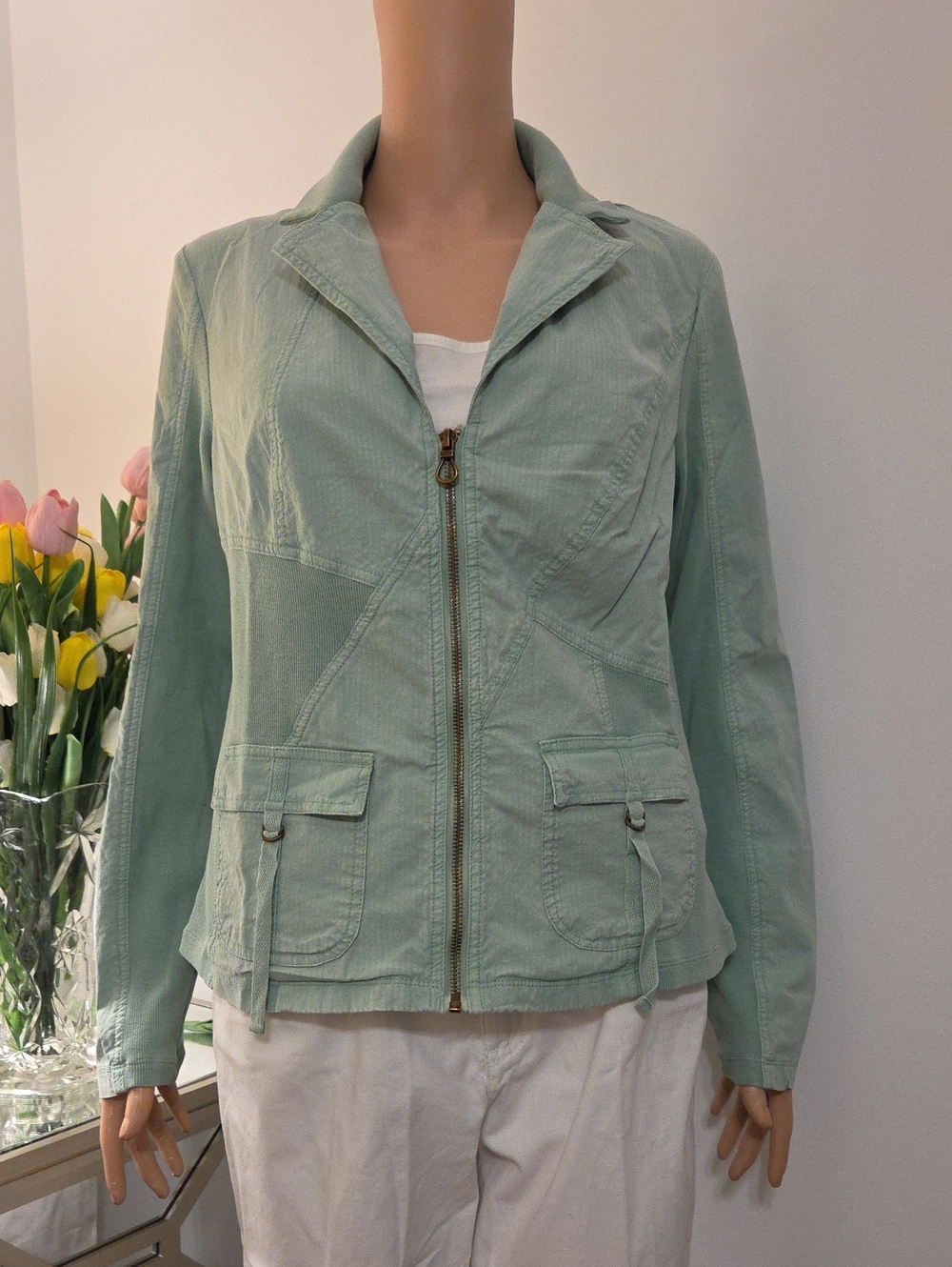 XCVI Soft Mint Utility Jacket with Zip